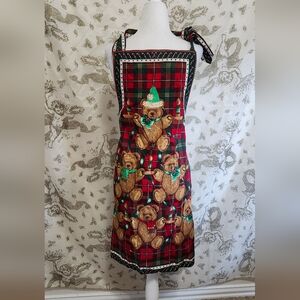 Vintage 80s 90s Christmas teddy bears apron